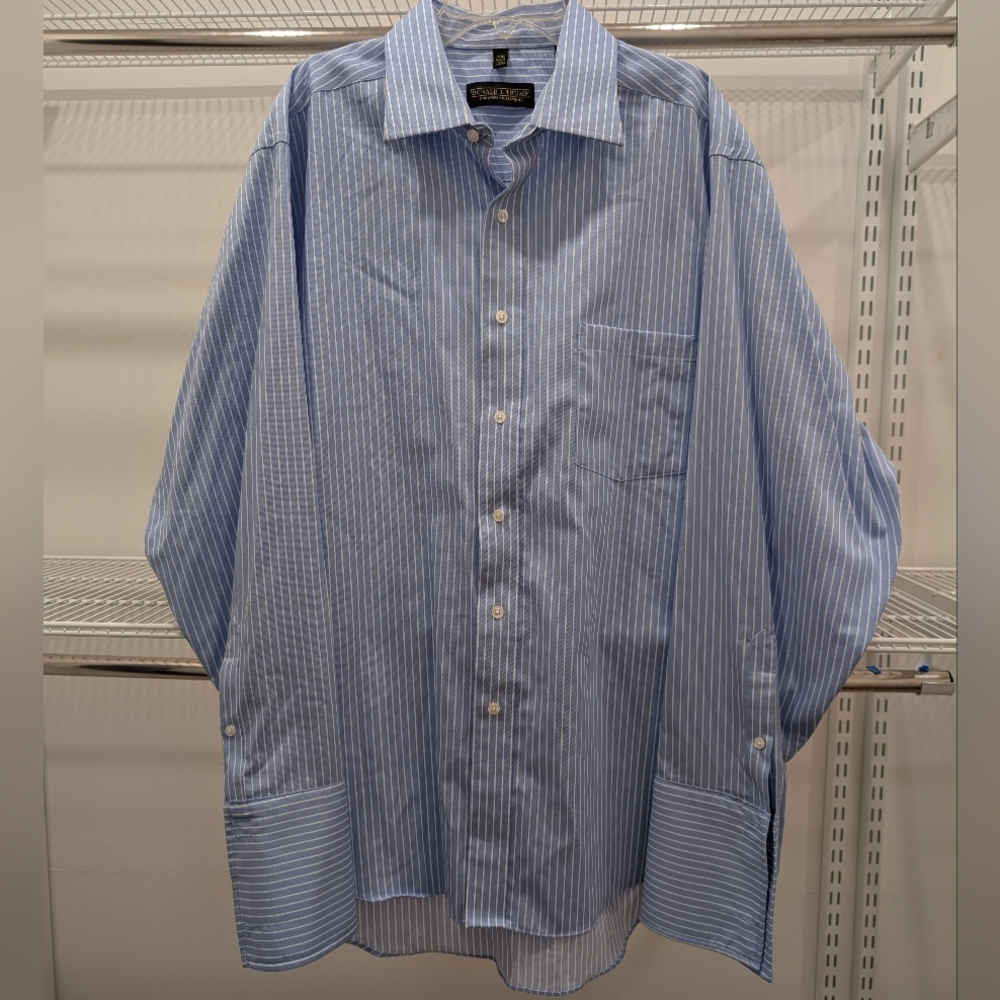 Donald J. Trump Blue Striped Dress Shirt